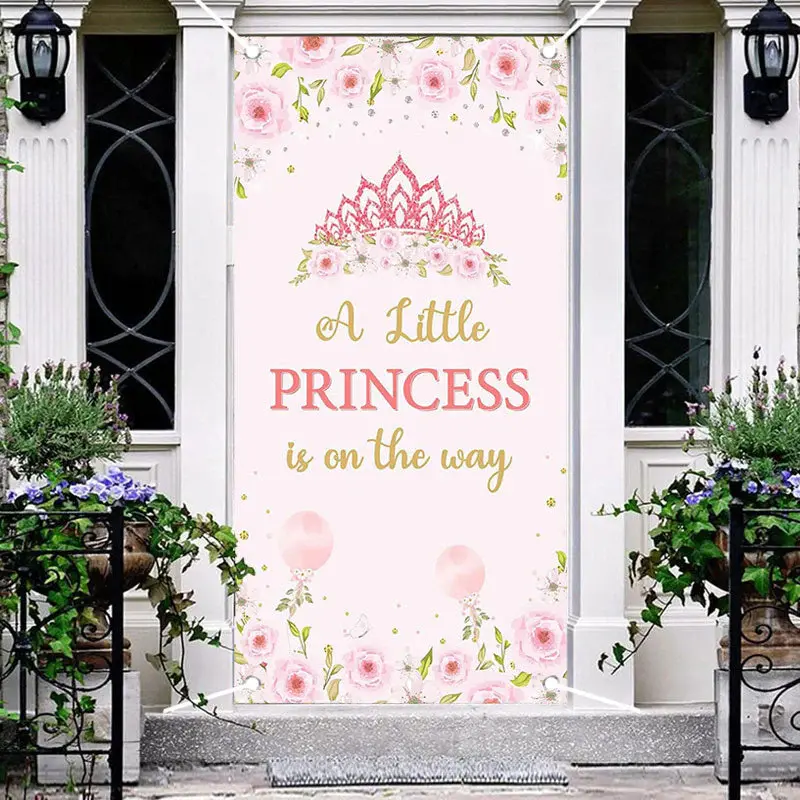 A Little Princess Pink Floral Baby Shower Door Cover - Aperturee