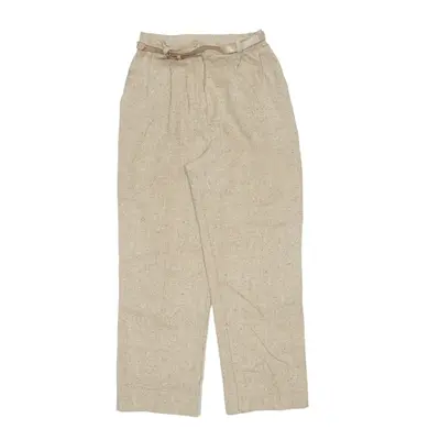 RUSS Petites Pleated Khaki Trousers Beige Regular Straight Womens W24 L25