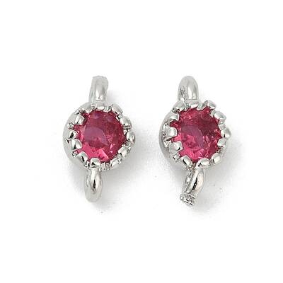 Brass Cubic Zirconia Flat Round Connector Charms