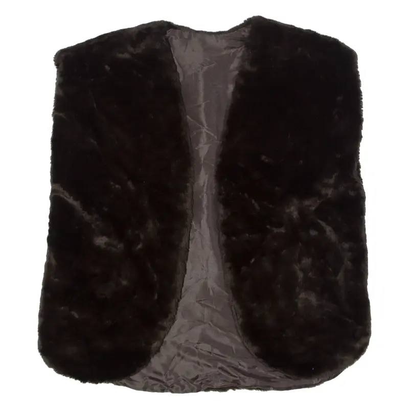 Faux Fur Womens Waistcoat Brown 90s ONE SIZE
