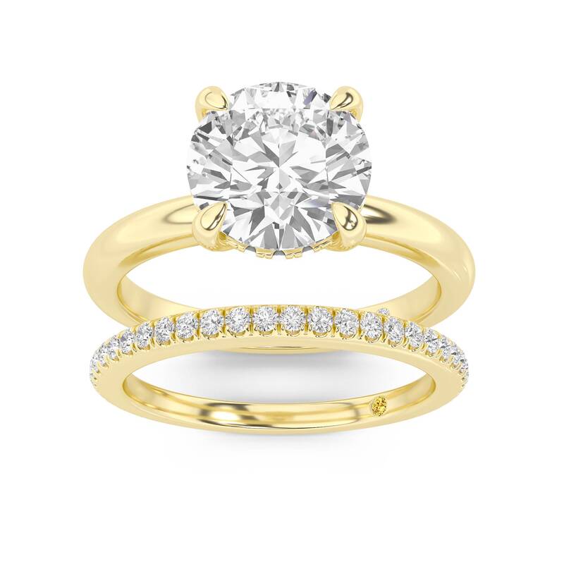 Fez Lab Grown Round Diamond Engagement Ring with the BonBon Wedding Band | 18K Yellow Gold 1 1/3 ct. tw.