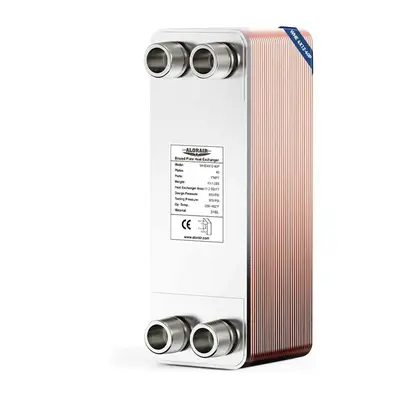 ALORAIR 4x12 Heat Exchanger with 1 MPT Port,316L Stainless Steel Water to Water Brazed Plate Heat Exchanger for Floor Heat...