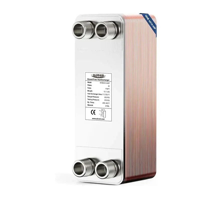 ALORAIR 4x12 Heat Exchanger with 1 MPT Port,316L Stainless Steel Water to Water Brazed Plate Heat Exchanger for Floor Heat...