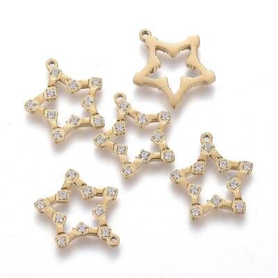 316 Surgical Stainless Steel Micro Pave Clear Cubic Zirconia Charms