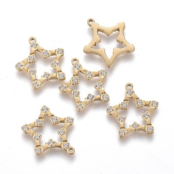316 Surgical Stainless Steel Micro Pave Clear Cubic Zirconia Charms