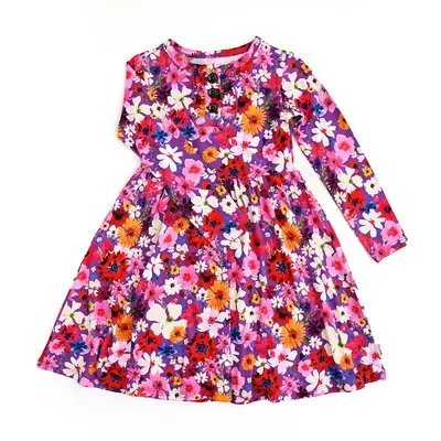 Kaia Tutu Dress Bamboo Button Floral One Piece Toddler Outfit