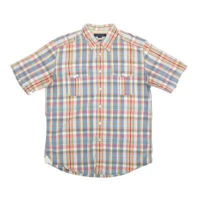 TOMMY HILFIGER Shirt Blue Check Short Sleeve Mens L