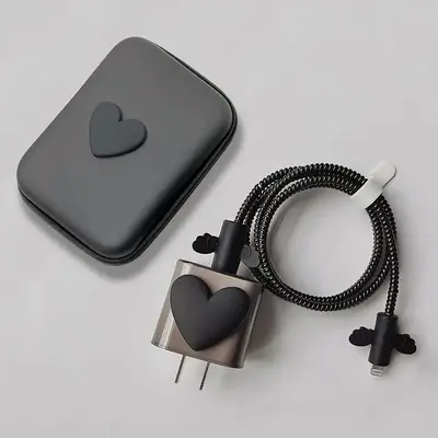 Protective Storage Kit for iPhone Charger Data Cable, Heart Pattern Charger Cable Protector with Storage Bag, Charger Wire Sa...
