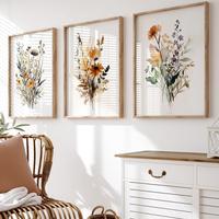 Flower Pattern Canvas Painting without Frame, 3 Counts/set Modern Wall Art Painting, Wall Art Decor for Home Living Room Bedr...