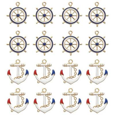 40Pcs 2 Styles Alloy Enamel Pendants