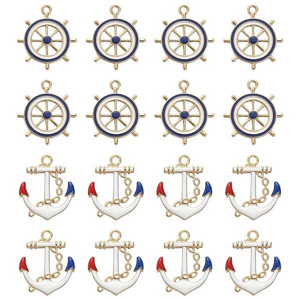 40Pcs 2 Styles Alloy Enamel Pendants