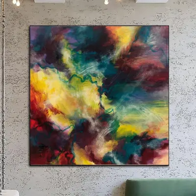 Large Abstract Painting On Canvas In Bright Сolors Modern Expressionist Art Vivid Painting Hand Painted Art | VIVID SKY
