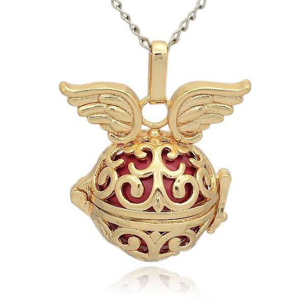 Golden Tone Brass Hollow Round Cage Pendants