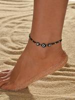 Creative Eye Design Beaded Anklet, Fashionable Foot Jewelry for Women & Girls, Fashion Jewelry for Party, Daily Clothing Deco...
