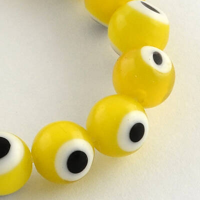 Round Handmade Evil Eye Lampwork Beads Strands