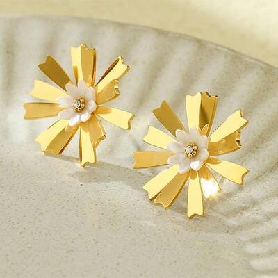 304 Stainless Steel Clear Cubic Zirconia ABS pearl Stud Earrings