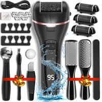 Electric Callus Remover for Feet with 3 Roller Heads 2 Speed Rechargeable Waterproof Professional Pedicure Kit 17 in 1 Foot F...