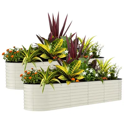 Garvee 2 Pack 8' X 4' X 1.5' Rust-Resistant Galvanized Raised Garden Beds – Metal Planter Boxes, Durable, Easy Assembly, Er...
