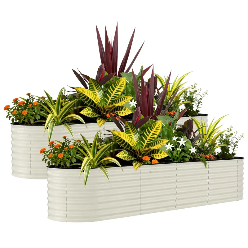 Garvee 2 Pack 8' X 4' X 1.5' Rust-Resistant Galvanized Raised Garden Beds – Metal Planter Boxes, Durable, Easy Assembly, Er...