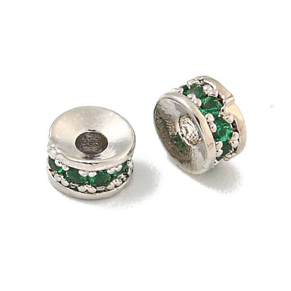 Brass Cubic Zirconia Spacer Beads