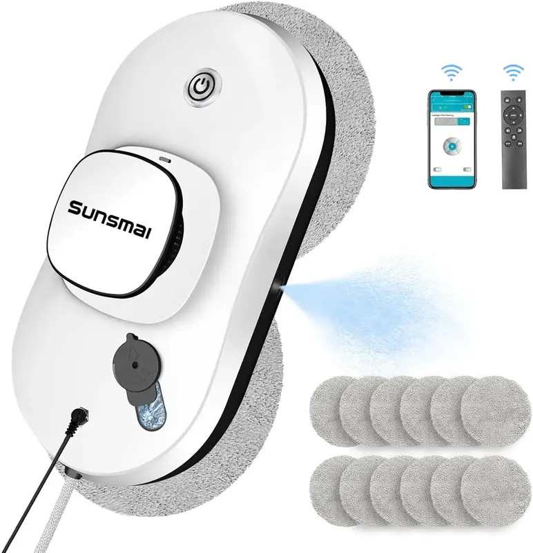 Window Cleaner Robot with Edge Detection 3.0, Smart Path Planning, Water Spray & App Control Cleaning Machine