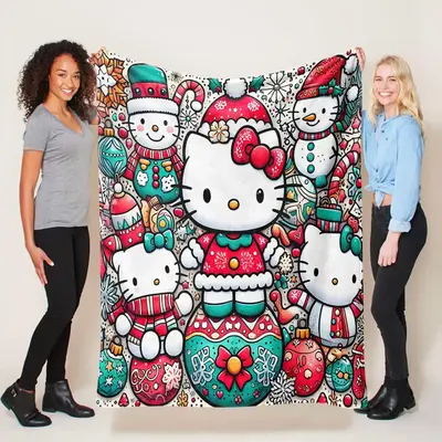 Hello Kitty Pattern Blanket, Soft Warm Throw Blanket, Air-conditioned Room Blanket, Warm Nap Blanket for Home Office Travel