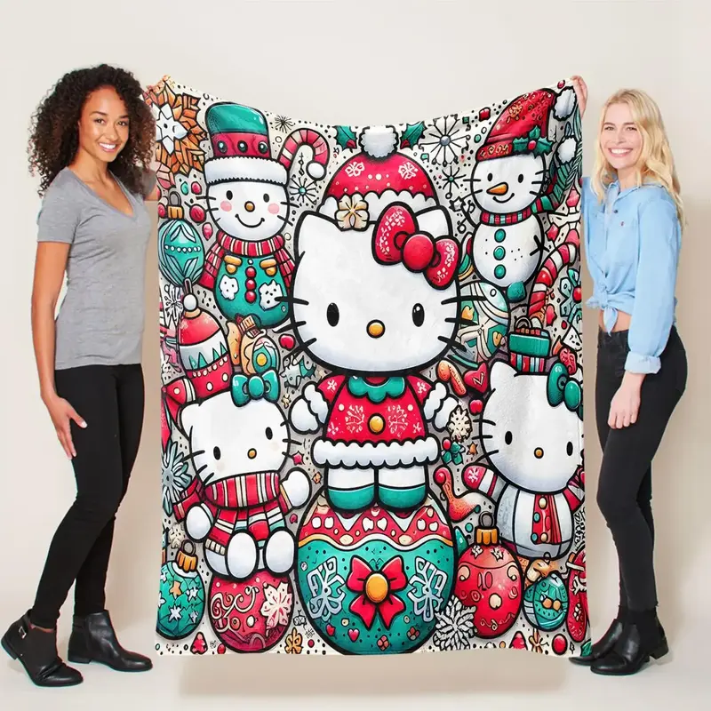 Hello Kitty Pattern Blanket, Soft Warm Throw Blanket, Air-conditioned Room Blanket, Warm Nap Blanket for Home Office Travel
