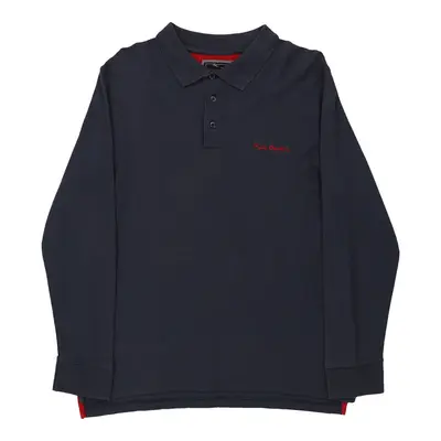 Pierre Cardin Long Sleeve Polo Shirt - Large Navy Cotton