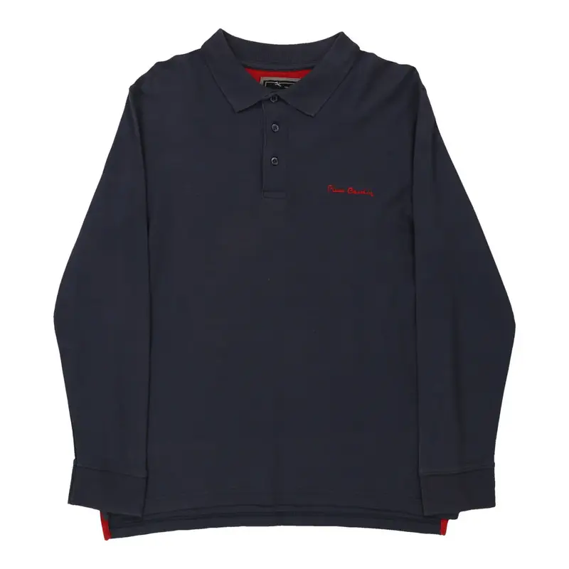 Pierre Cardin Long Sleeve Polo Shirt - Large Navy Cotton