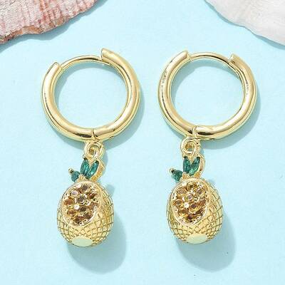 Brass Cubic Zirconia Hoop Earrings