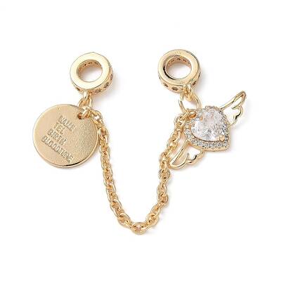 Brass Micro Pave Clear Cubic Zirconia Cable Chain European Beads