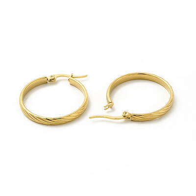 201 Stainless Steel Grooved Hoop Earrings with 304 Stainless Steel Pins for Women