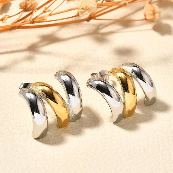 304 Stainless Steel Two Tone Stud Earrings