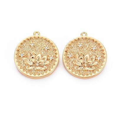 Brass Micro Pave Clear Cubic Zirconia Pendants