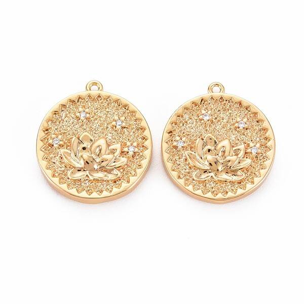 Brass Micro Pave Clear Cubic Zirconia Pendants