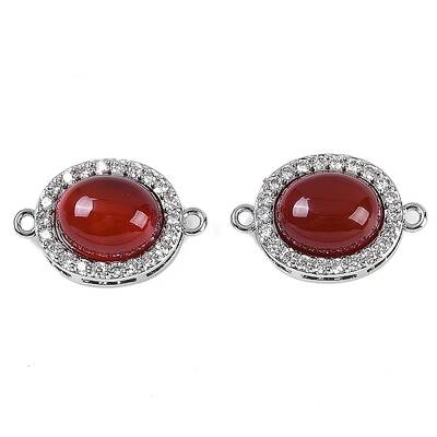 Natural Carnelian(Dyed & Heated) Oval Connector Charms