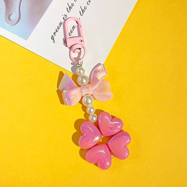 Pearl Beaded Bowknot Clover Acrylic Pendant Decorations
