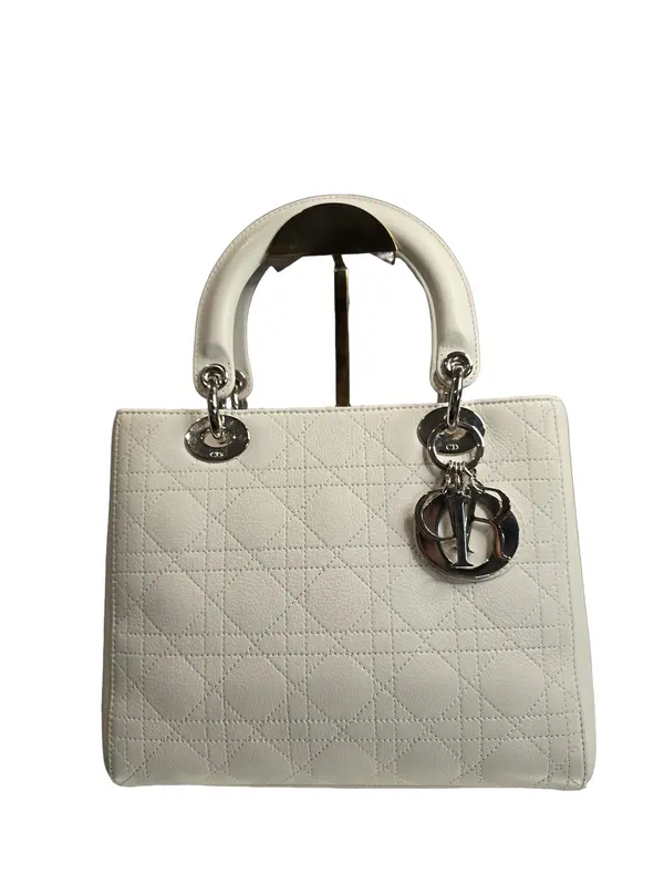 Pre-owned DIOR Italy Crossbody Bags Lady White Cannage Lambskin Leather