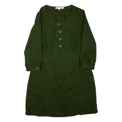 BODEN Womens Day Dress Green Corduroy Spotted Long Sleeve Short UK 10