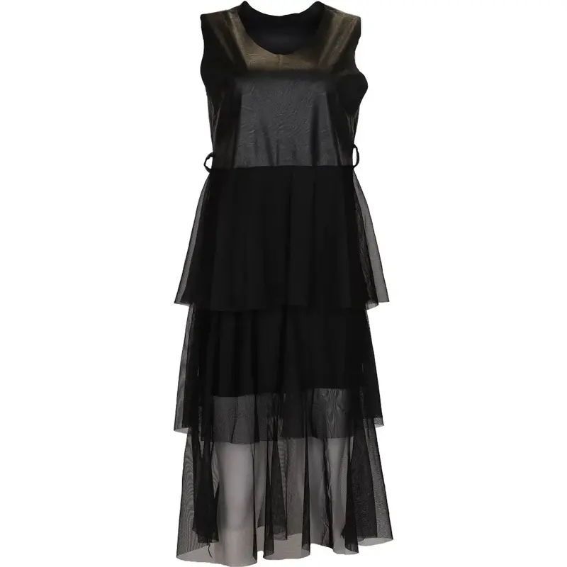 Unbranded Sheer Midi Dress - Medium Black Polyethylene Blend