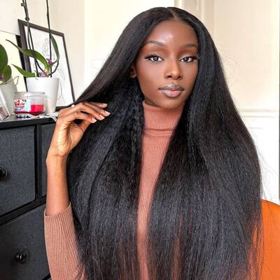Kinky Straight 13x4 Lace Front Wig Transparent Lace Wig | BGMgirl