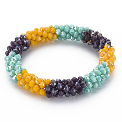 Crochet Glass Beads Braided Stretch Bracelet