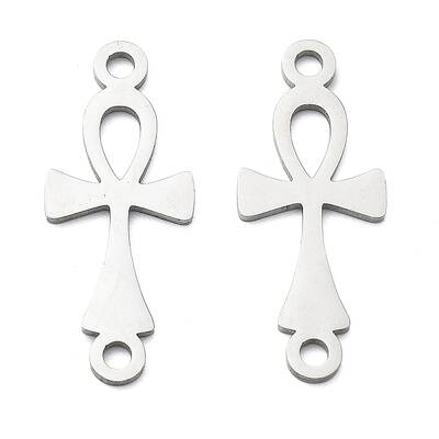 304 Stainless Steel Religion Ankh Cross Links Connector Charms