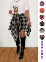 Women's Plaid Print Tie Front A Line Skirt, Casual Asymmetrical Hem Skirt for Summer, Women's Bottoms for Daily Wear
