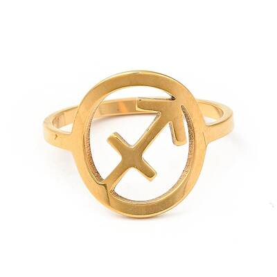 Ion Plating(IP) 201 Stainless Steel Constellations Sagittarius Finger Ring for Women