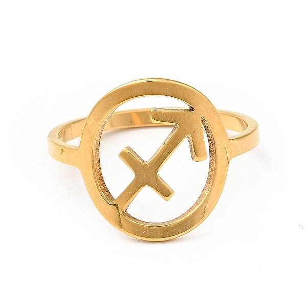 Ion Plating(IP) 201 Stainless Steel Constellations Sagittarius Finger Ring for Women