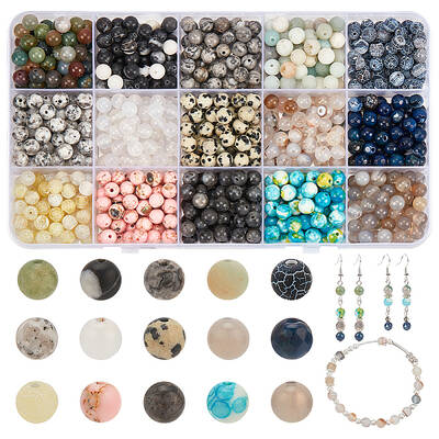 750Pcs 15 Styles Mixed  Gemstone Baeds