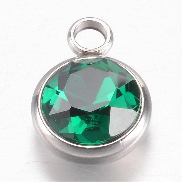 304 Stainless Steel Glass Rhinestone Charms