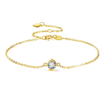 14K Gold Cubic Zirconia Charm Bracelet