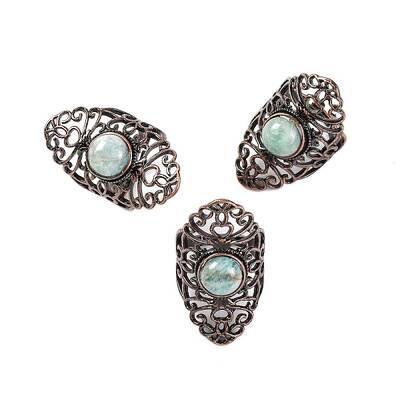 Natural Amazonite Retro Finger Rings